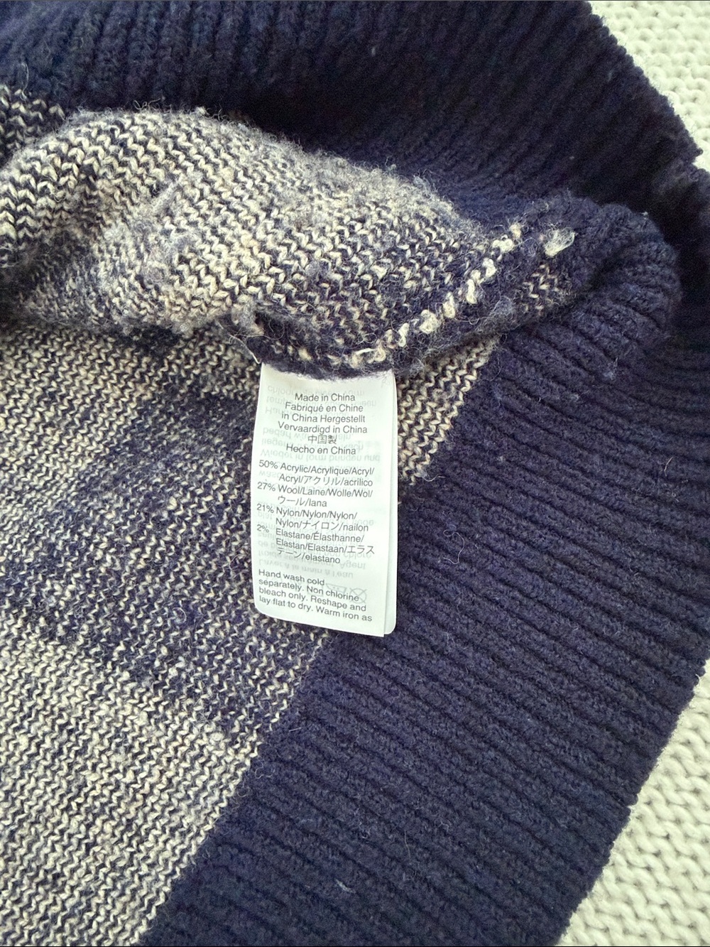Madewell Cardiff Checkerboard Crewneck Sweater Navy/Tan Size Small - Picture 8 of 10